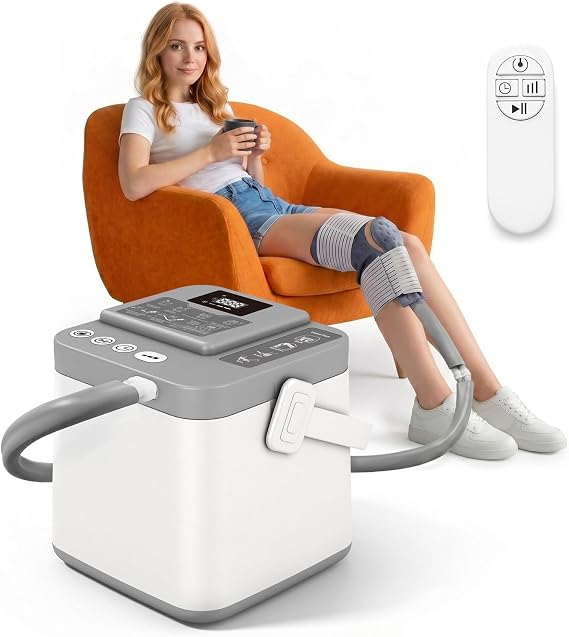 Cold Therapy Machine, Silent Brushless Pump Knee Ice Machine | Easy-to-use 2.4G Remote for Cryotherapy System, Ice Therapy Machine for Knee, Shoulder, Hip, Ankle, Leg Relief.
