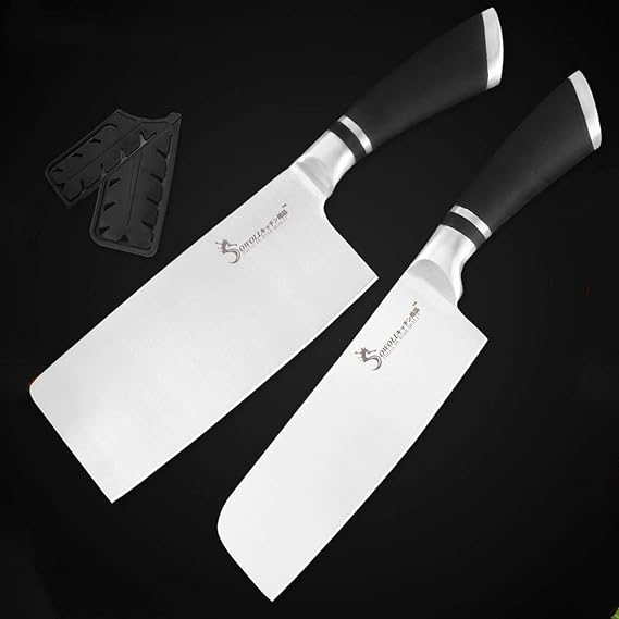 6 Pcs Kitchen Knives Set Economical Stainless Steel Knife Set Chef Bread Slicing Santoku Utility Fruit knife(2 Pcs Knives Set)