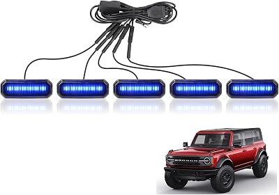 MAIKER RGB LED Grille Lights Remote APP Control Compatible with 2021-2024 Ford Bronco Badlands Wildtrak Everglades & Stroppe Edition 24 Door, 5PCS Adjustable Atmosphere Exterior Grill Lights