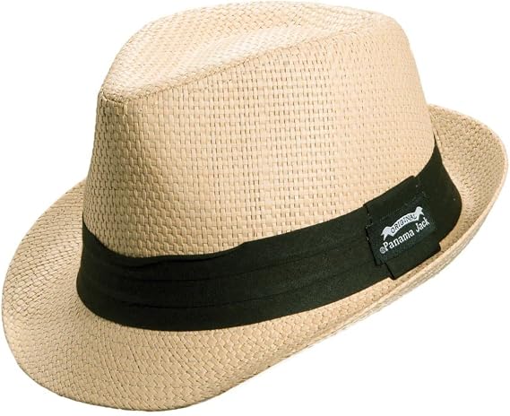 Panama Jack Men's & Women's Straw Fedora - Sun Protection Hat with Solid & Striped Hat Band