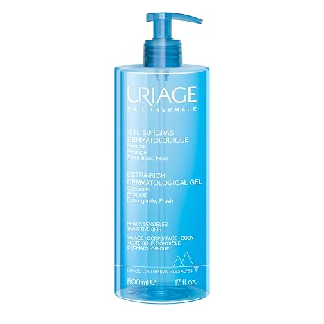Uriage Extra-rich Dermatological Face & Body Wash, Sensitive Skin | Preserves Hydrolipidic Film, Fresh Foaming Body Cleanser, Physiological pH, Soap-Free
