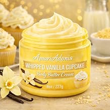 Whipped Vanilla Cupcake Body Butter Cream, Moisturizing Body Butter for All Skin Types, 6oz