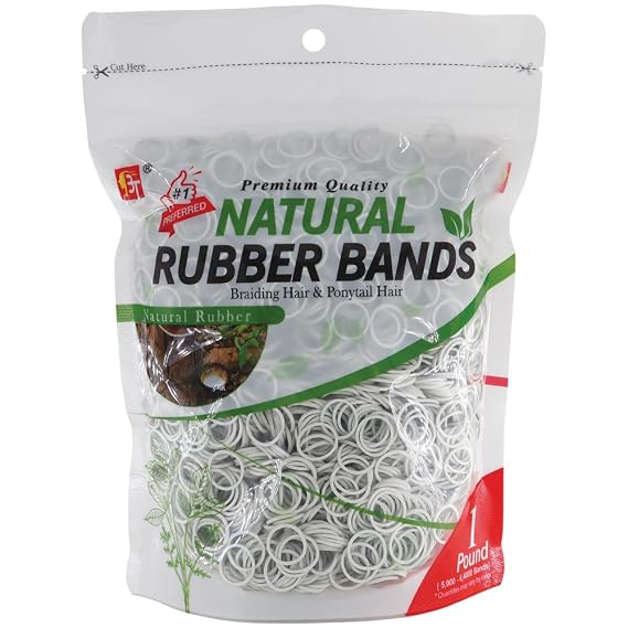 1 LB Rubber Bands Hair Band Soft Elastic Hair Accessories Braid Mini Hair Ties Stretchy Hair Ties No Damage Rubber Bands for Hair Made in Vietnam (White)