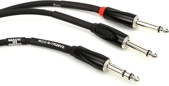 Roland Black Series 1/4-Inch TRS Male to Dual 1/4-Inch TS Male Insert/Splitter Cable - 5 Foot (RCC-5-TR28V2)