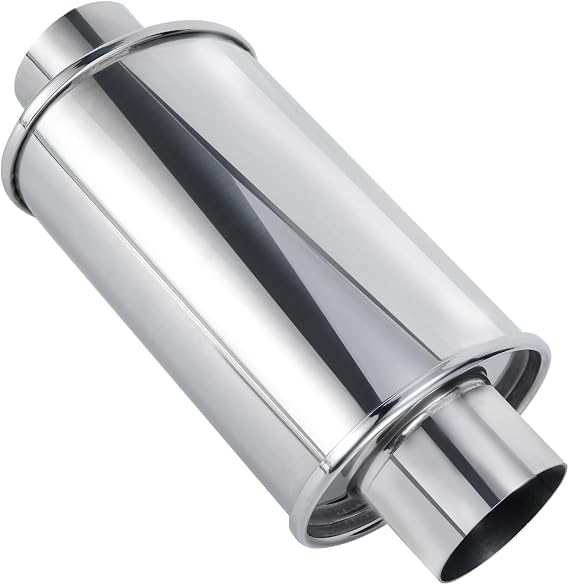 ELSHINE 3'' Ultra Quiet Muffler Resonator 3 in,304 Stainless Steel Exhaust Vibrant Resonator 3in,3'' Inlet & Outlet Universal Performance Muffler Resonators,silver