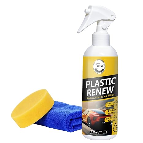 Plastic Restorer, Quick Plastic Parts Coating to Restore Original Black Color for Car Trim, Dashboard, Center Consoles & Door Panels for Shine Finish & UV Protection - 7oz/200ml