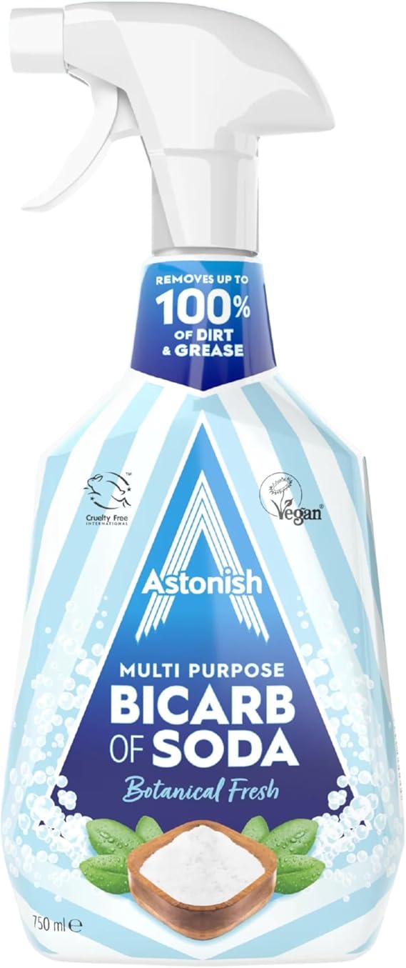Astonish Multi Purpose Bicarbonate of Soda Cleaner, Botanical Fresh Scent, 750ml Trigger Spray Plant-Based Stain, Grease, Dirt & Odor Remover with Essential Oils Streak-Free All Surface Cleaning