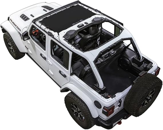 Original JL 4-Door Half Sunshade Top (2018-2026) Compatible with Jeep Wrangler JL 2-Door or JLU Rubicon Sahara Sport All Trims - Airbag Safe - USA Made - (Black)