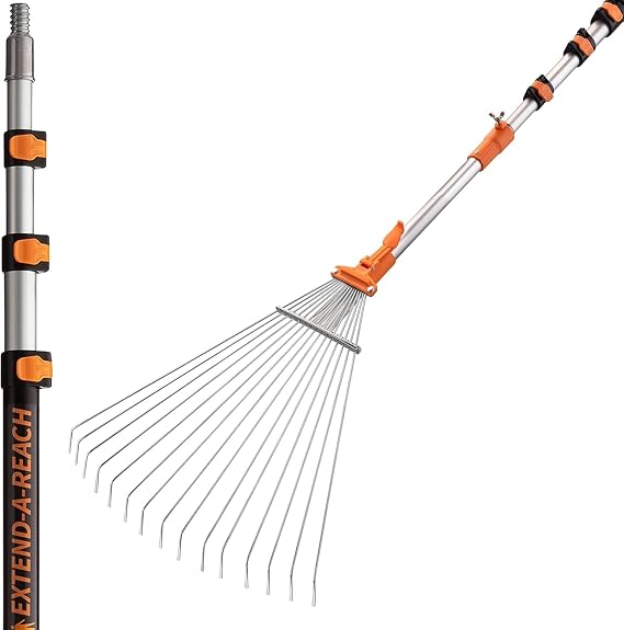 4-12 ft Telescoping Roof Rake for Leaves and Pines (20 ft Reach)