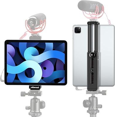 ULANZI Aluminum iPad Tablet Tripod Mount Light Attachment w ipad,7.9-12.9 inches Adjustable Clamp w Cold Shoe Mount Compatible with iPad Mini iPad 234, iPad AirAir2, iPad Pro Video Recording