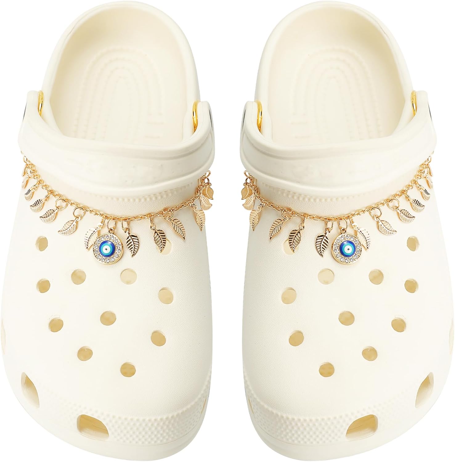 2Pcs Bling Evil Eye Shoe Chains for Girls for Clog Sandals, Gothic Shoe Decoration Charms for Women
