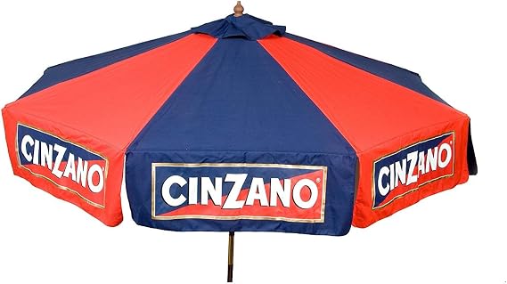 Heininger 1377 Cinzano Red and Blue 9' Market Patio Umbrella
