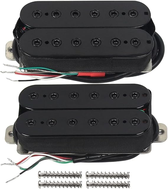 FLEOR Alnico 5 Electric Guitar Neck & Bridge Pickup Set Double Coil Humbucker Pickups-Black
