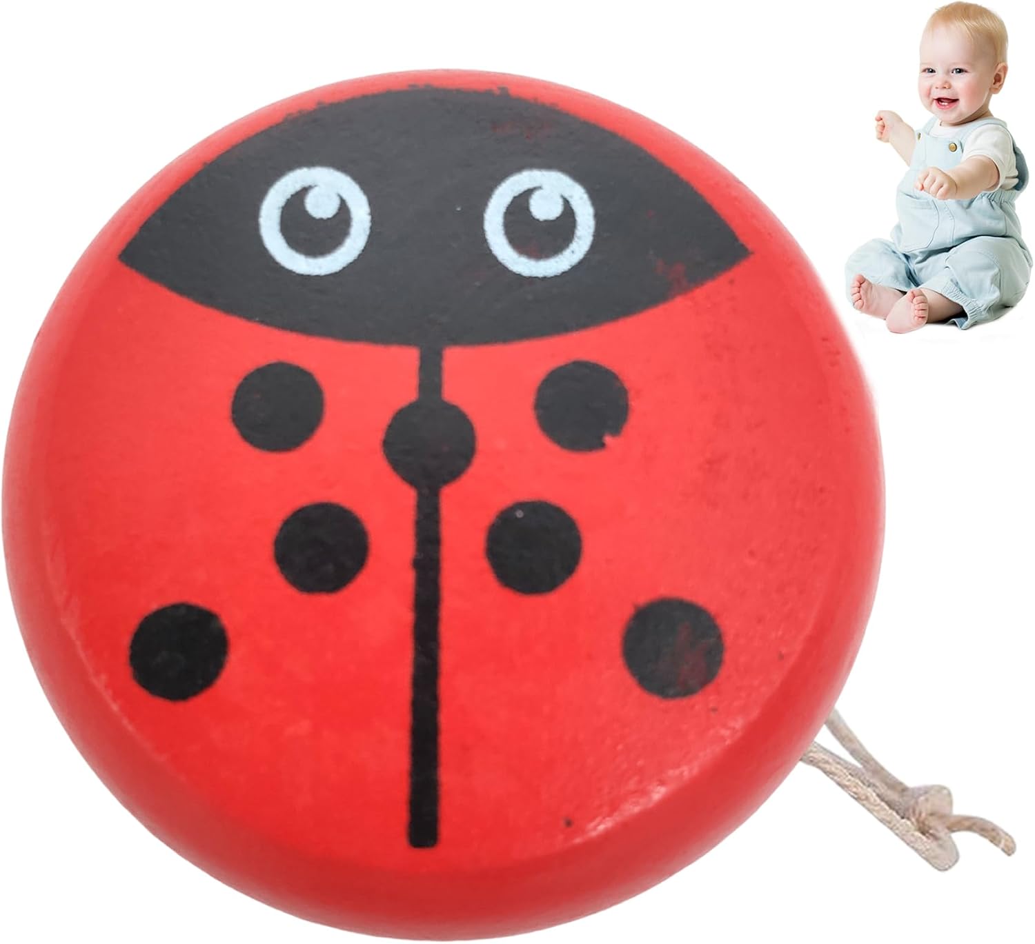 Yoyo, Ladybug Yoyo with String Portable Cute Ladybug Pattern Wooden Kids Eduational Fun Toddler for Hands-On Skills &amp; Flexibility Development Thoughtful for Toddlers