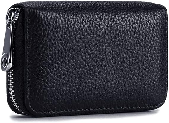 EASTNIGHTS RFID Credit Card Holder Genuine Leather Credit Card Wallet with Zipper