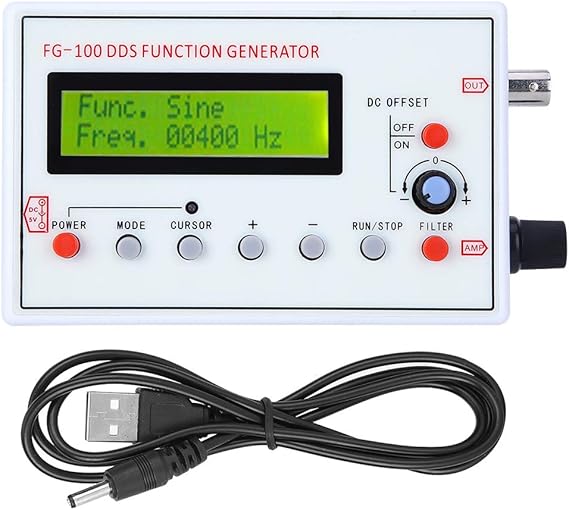 Function Generator -FG100 DDS Function Generator Sine Frequency 1HZ500KHz Counter Signal Source Generator Meter