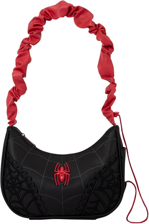 Loungefly Marvel: Spider-Man - Web - 3D Embroidered Crossbody Bag with Charm - Collectible Bags | Crossbody bag with 3D Spider-Man embroidery, collectible charm, sturdy metal hardware, and themed lining.