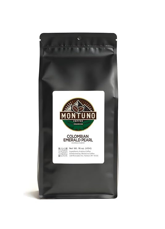 Colombian Emerald Pearl Peaberry Coffee, Medium Sweet Acidity, Caramel and Citrus Notes (Whole Bean), 1 Lb