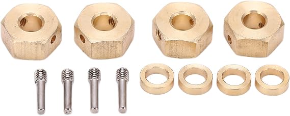 12mm RC Wheel Hex Adapter, Brass Hex Hub Extension Adapter with Gasket Screws RC Wheel Conversion Kit for SCX10 III AXI03007 (8mm)