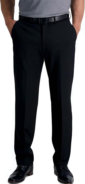 Men's Wrinkle-Free Classic Fit Stretch Dress Pants - 4-Way Stretch Drape-Finish No-Iron Office Pants for Formal & Casual
