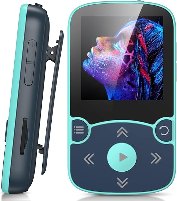 AGPTEK 64GB MP3 Player with Clip, A65 Bluetooth 5.3 Music Player for Sports | with FM Radio, Voice Recorder for Running, Supports up to 128GB TF Card, Blue