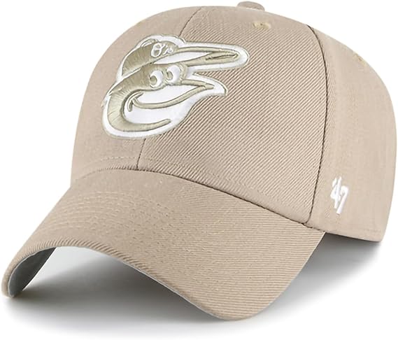 47 MLB Khaki White Primary Logo MVP Adjustable Hat, Adult One Size Fits All