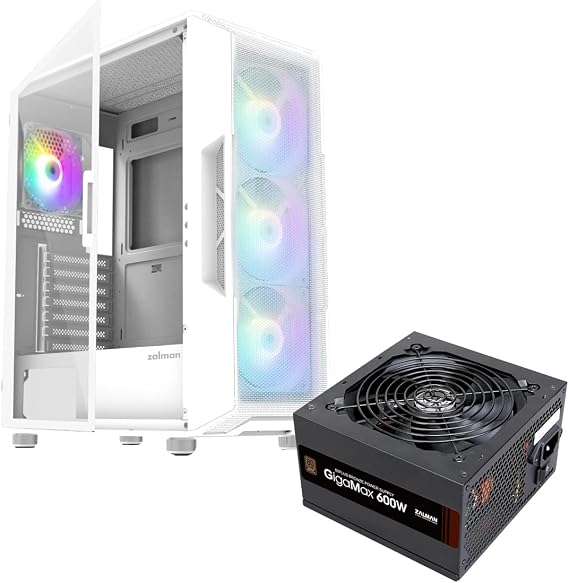 Zalman i3 NEO ATX Mid Tower Gaming PC Case + 600W 80+ Bronze Power Supply ATX PSU