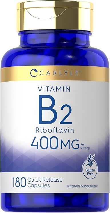 Carlyle Vitamin B-2 400mg | 180 Count | B2 Riboflavin | Non-GMO, Gluten Free Supplement