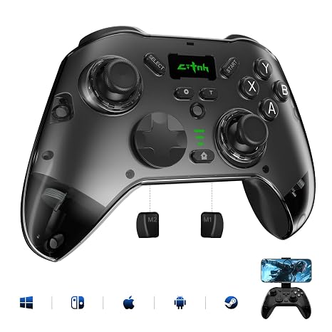 hosowe Wireless Mobile Gaming Controller Compatible for PC/Switch/Android/iOS, Interactive Screen PC Controller with Programmable, Hall Effect Joysticks&Triggers, Vibration, Motion Control