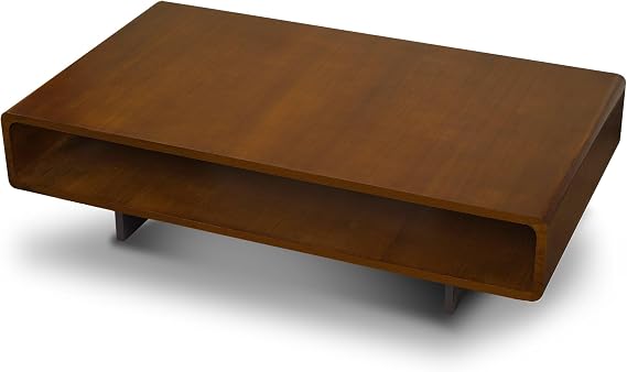SWEVEN Coffee Table with Storage Modern Square Living Room Furniture Featuring Large Center Compartment Shelf, Premium Walnut Wood Finish, and Sturdy Metal Legs for Mid Century Modern Home Decor