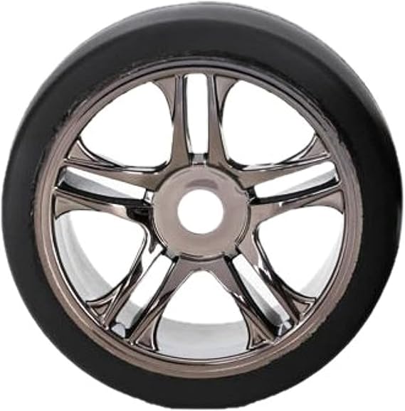 Traxxas 6479 S1 Compound Slick Tires Pre-glued on Split Spoke Black-Chrome Wheels (front) (pair)