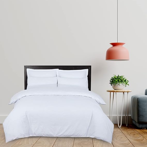 DTEX HOMES Duvet Cover Set 100% Egyptian Cotton Hotel Quality 800 Thread Count Duvet Set with Pillowcases Easy Care and Super Soft Luxury Bedding King Size Bedding Sets (White-King Size)