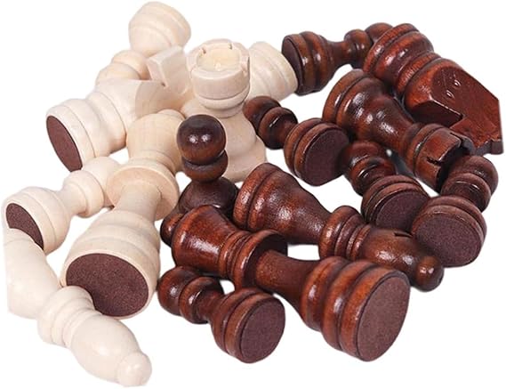 Wood International Chess Piece Set with 32 Padded Felt Bases, 1 inch, Traditional Games