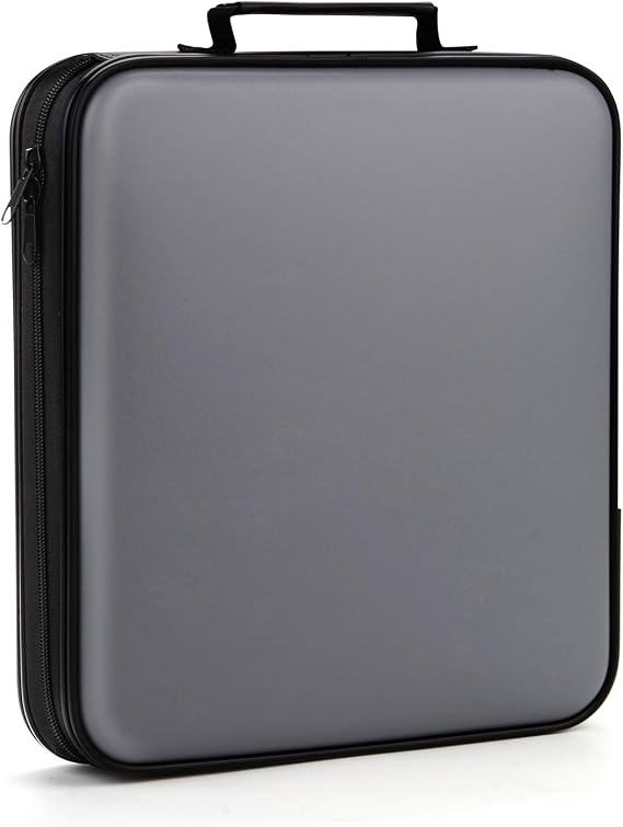 DVD Storage CD Case Holder: 160 Capacity CD Sleeves Black Disc Cases Binder for Car - CD Hard Organizer Box - Large DVD Wallet for Movie/Music/Game &amp; Portable CD Book (160 Capacity Grey)
