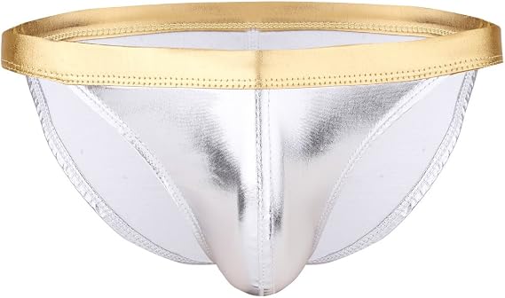 Freebily Men PVC Leather Shiny Bikini Briefs Wet Look Shorts Underwear Swimwear