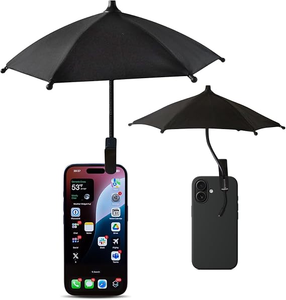 Phone Umbrella Sun Shade - Anti Glare Clip On Holder for Smartphones | Universal Fit for All Smartphones | Anti Glare Sun Shade | Protects from Sunlight & Glare | Great for Outdoor Activities