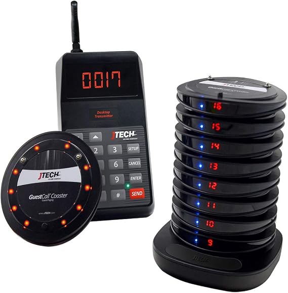 JTECH GuestCall Coaster Paging System - 10 Pagers