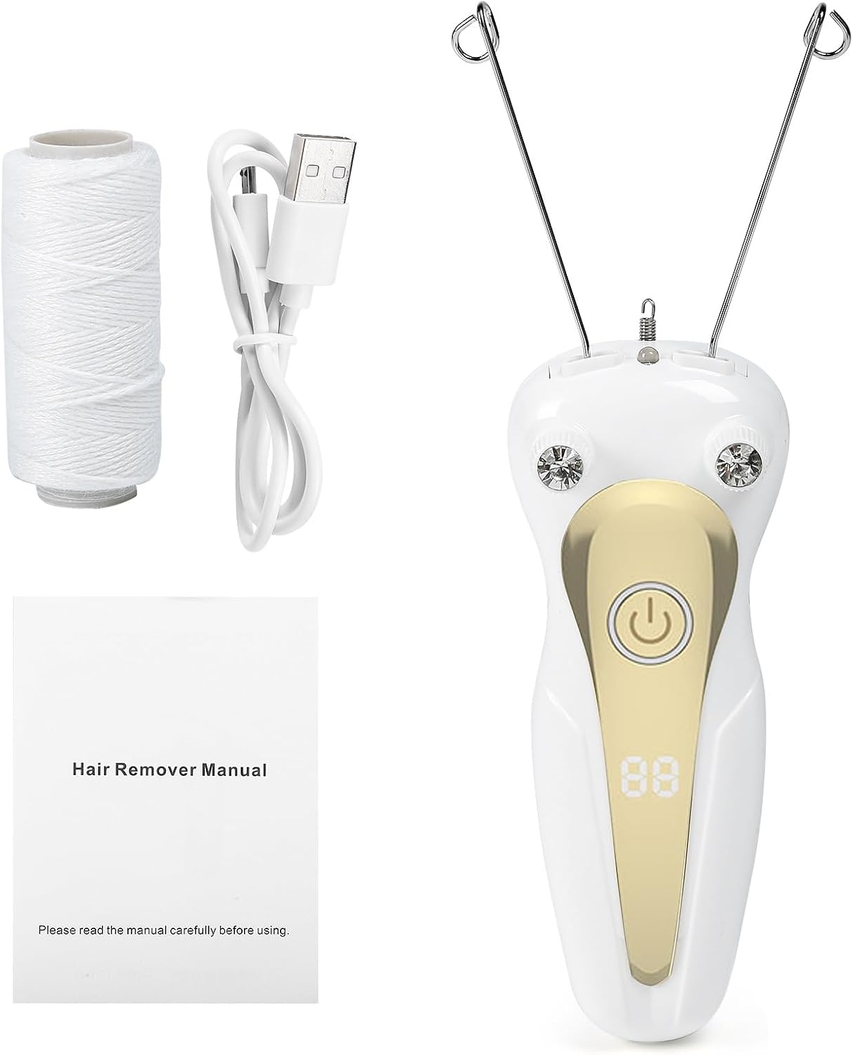 DEWIN Cotton Thread Facial Epilator, USB Chargeable Physical Hair Removal Electric Facial epilator Beauty epilator Woman Portable Device