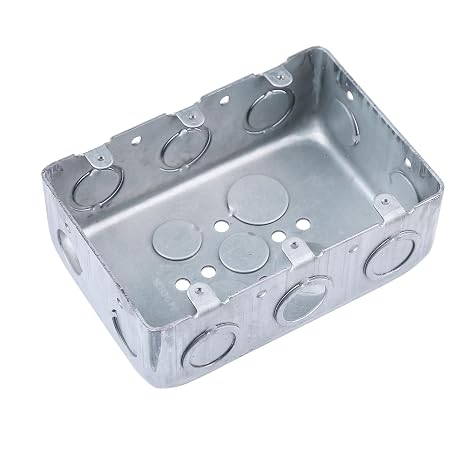Three Gang Multi Device Switch Box, 2-1/8 Inch Deep Galvanized Steel Junction Box with Side KO: 6-TKO's and 4-1/2" KO's,Bottom KO: 2-1/2"and 2-3/4",Raised Grounded