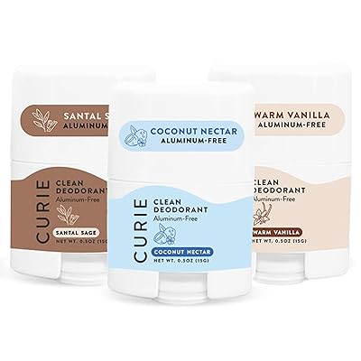 Curie Natural Deodorant Aluminum Free- Variety Pack Travel Size Deodorant for Women - Non Toxic, Paraben Free, Clean, Vegan 3 Pack