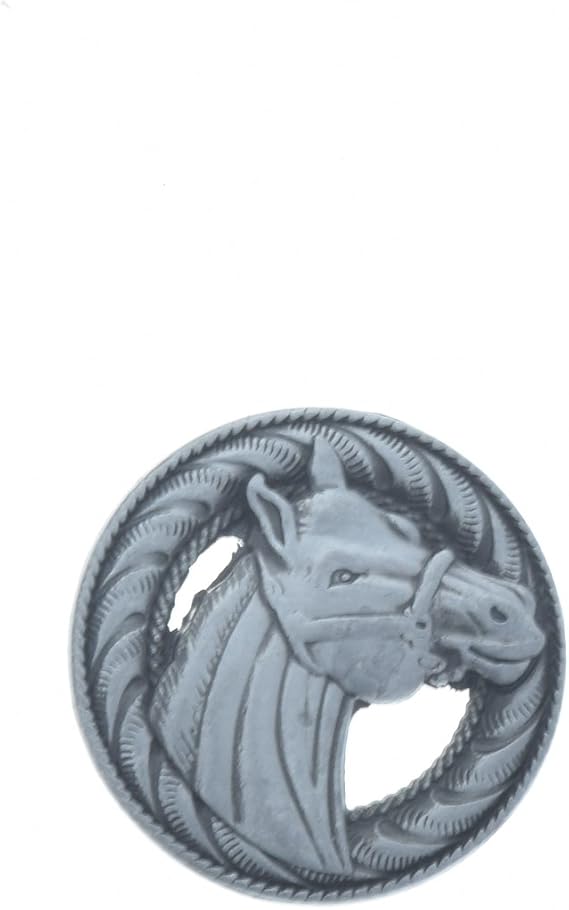 Horse Head Concho | Antique Silver Design with Round Rope Border | Western Jewelry for Belts and Accessories | Facing Left Each | Durable and Stylish Western Fashion | 1 Inch
