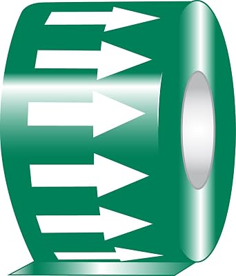 Accuform RAW254GNWT Adhesive Vinyl Directional Flow Arrow Tape, 2" Width x 54' Length x 0.006" Thickness, White/Green