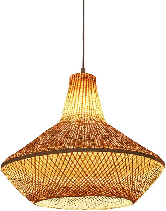 Indoor Bamboo Woven Hanging Lamp,Creative Wicker Rattan Drop Light,Retro Wood Hanging Light,Personality Craft Chandelier,for Kitchen Bedroom Dining Room Living