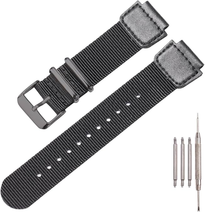 Military Nylon strap Compatible with Casio AE1200WH AE1500WH A158WA W800H SGW-300H 400 500 Men's stainless steel ring Replacement Watch band