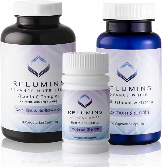 Relumins Advanced Skin Supplement Set - L-Glutathione Complex, Vitamin C, Antioxidant Support - Nourishing Formula for Healthy Skin - 30 Day Supply