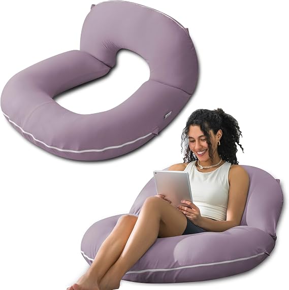 INSEN Reading Pillow, Back Pillow for Sitting in Bed for Reading, Nurse & Relax, Reading Pillow for Adults, Moms & Kids, Sit Up Pillow for Bed, Purple