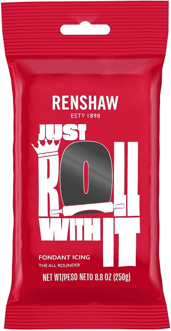 RENSHAW Cake Fondant Icing, Ready to Roll Icing, The Professional's Choice for Cake Decoration, Black 8.8oz