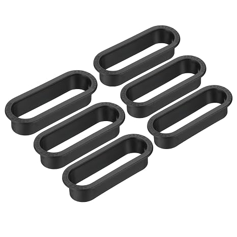 PATIKIL 4 Inch Oval Desk Grommet, 6 Pack Plastic Wire Hole Storage Cable Grommet Management for Office Home, Black