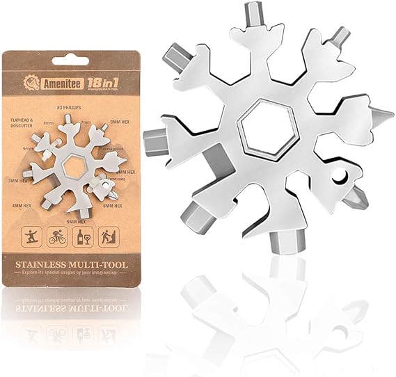 Saker 18-in-1 Snowflake Multi-Tool,18-in-1 Snowflakes Multi-Tool,2024 Christmas Snowflakes Tool Easy N Genius(Standard, Stainless Steel)