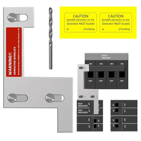 Generator Interlock Kit Compatible with Siemens,ITE,Gould Murray | and Thomas and Betts 150 or 200 amp Panels,1 1/4 Inch Spacing Between Main Circuit Breaker and Generator Circuit Breaker